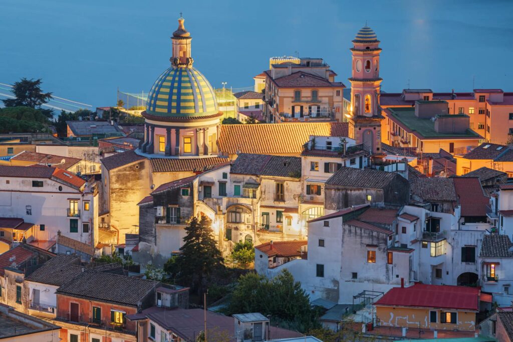 San Giovanni Battista church with colorful ceramic dome in Vietri sul Mare