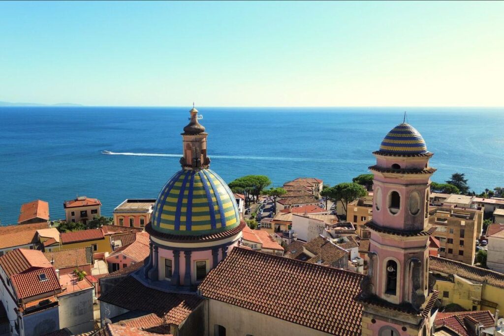 Vietri sul Mare panorama with San Giovanni Battista ceramic dome