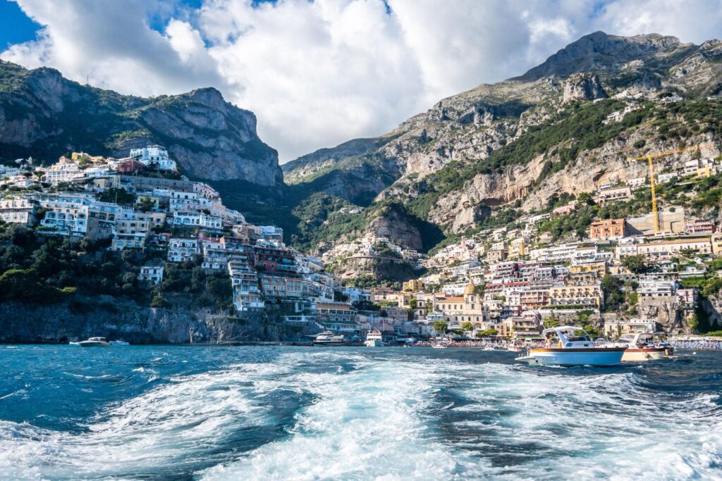 Positano village overlooking the Mediterranean Sea