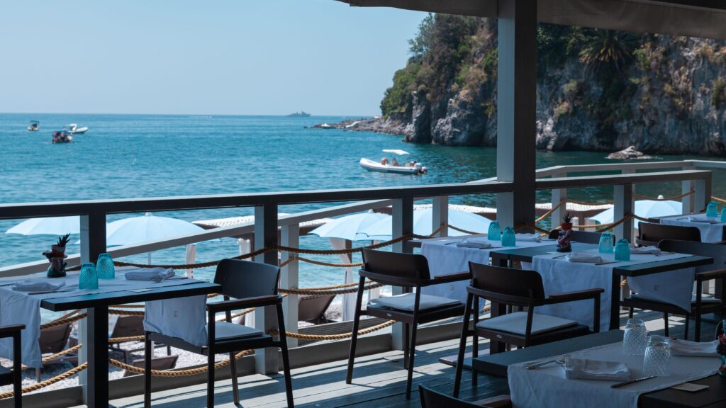 Seaside dining terrace overlooking the Amalfi Coast near Vietri sul Mare